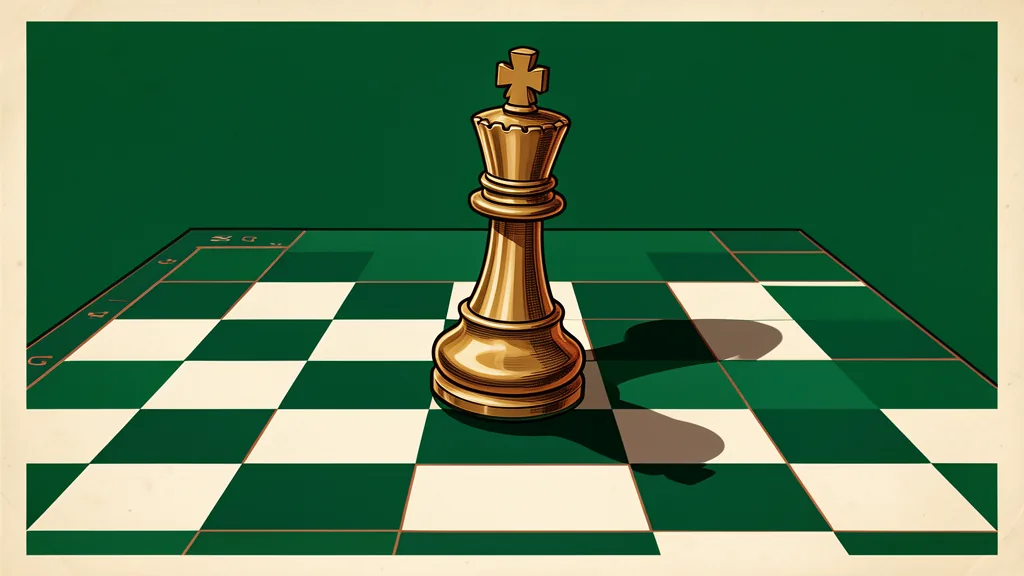 Illustration of a brass pawn on an emerald chessboard casting the shadow of a king